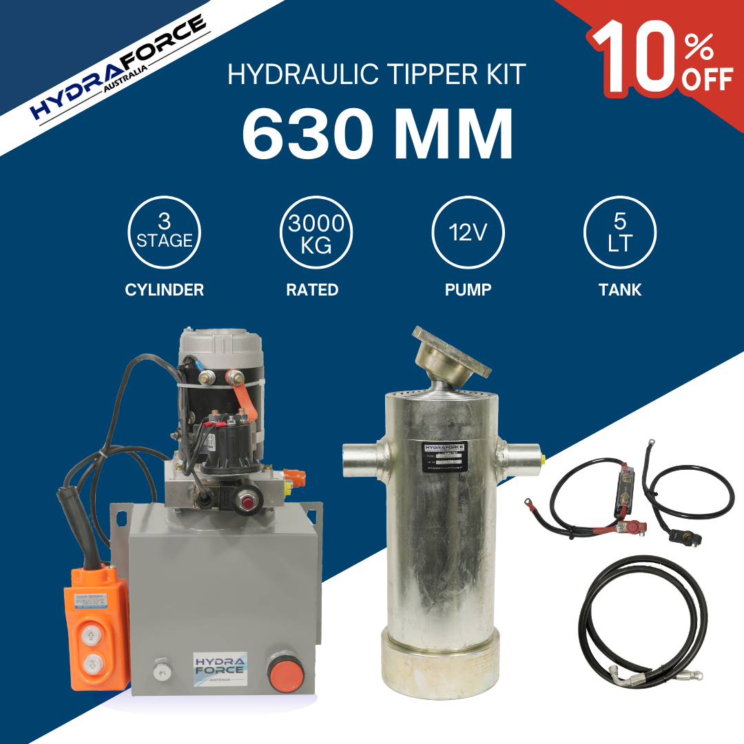 630 MM Tipper Trailer Kit - 3 Stage Cylinder with Power Unit